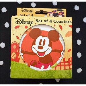 Disney Mickey Minnie Mouse Vintage Style Stone Coasters Set of 4 Round New!